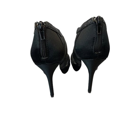Nina Open Toed Sparkly Black Mesh Slip On 4 Inch Heels Sz 7 - Picture 5 of 11